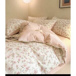 Bildenly Floral Duvet Cover White / Pink 3pc Queen